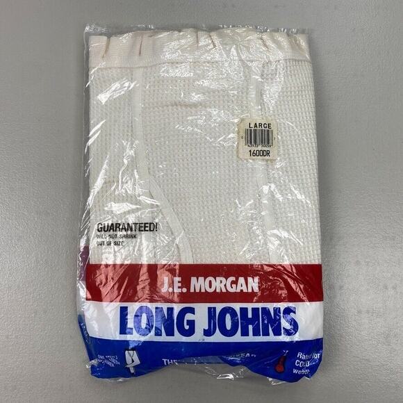 Vintage J E Morgan Long Johns Mens Large Beige Thermal Underwear Pant 38 / 40 - Picture 1 of 6